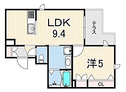 プラフロール武庫之荘 1LDKの間取図画像