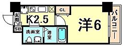アリビオ立花 1Kの間取図画像
