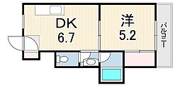 ルワージュ立花 1LDKの間取図画像