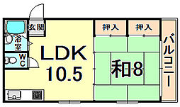 プレアール伊丹野間 1LDKの間取図画像