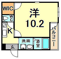 フジパレス武庫川5番館 1Kの間取図画像