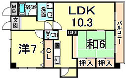 ソリオ北園田 2LDKの間取図画像