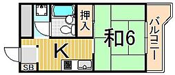 ルミエールたちばな 1Kの間取図画像