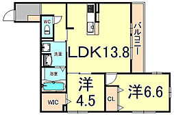 D-room南塚口 2LDKの間取図画像