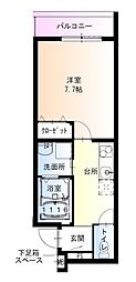 フジパレス長洲公園1番館 1Kの間取図画像