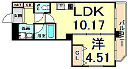 プレジオ尼崎 1LDKの間取図画像