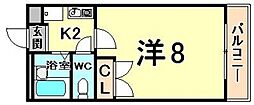 彩華4 1Kの間取図画像