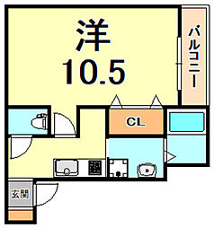 フジパレス出屋敷南 1Kの間取図画像