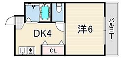 クレメント園田 1Kの間取図画像