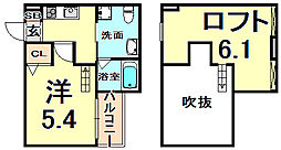 アルナージ瓦宮 1Kの間取図画像