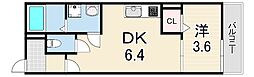 Cocon Grandjour 尼崎水堂町 1DKの間取図画像