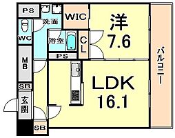 BelleFace尼崎 1LDKの間取図画像