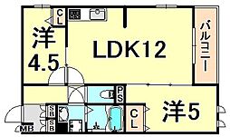 ルポンテA 2LDKの間取図画像