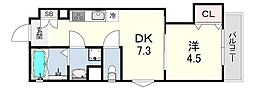 尼崎市元浜町5丁目アパート 1DKの間取図画像