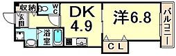アミティ武庫之荘 1DKの間取図画像