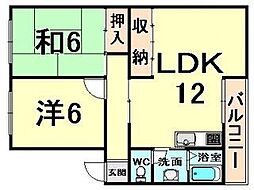 クローカスハイツ 2LDKの間取図画像
