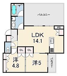HEBEL MAISON 塚口 2LDKの間取図画像