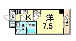 エス・キュート尼崎2 1Kの間取図画像