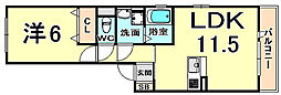 プリムローズ 1LDKの間取図画像