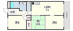 シャトー塚口B棟 3LDKの間取図画像