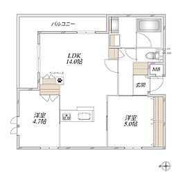 Maison Verite 武庫之荘 2LDKの間取図画像