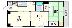 ビオラ並木台 2DKの間取図画像
