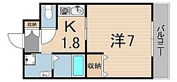 リープラス立花 1Kの間取図画像