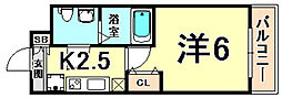 アリビオ立花 1Kの間取図画像