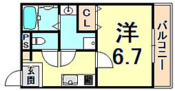 ケイズスクエア尼崎 1Kの間取図画像