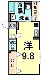 ハウスサフラン 1Kの間取図画像
