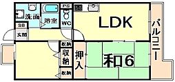 ローレルイズミ常松 2DKの間取図画像