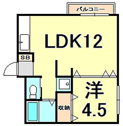 シェリル塚口 1LDKの間取図画像