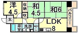 エイチ・ツー・オー杭瀬ビル 3LDKの間取図画像