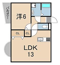 アイビーヒルズ武庫之荘 1LDKの間取図画像