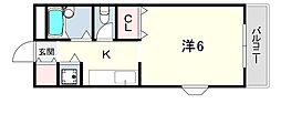 リエス伊丹駅前 1Kの間取図画像