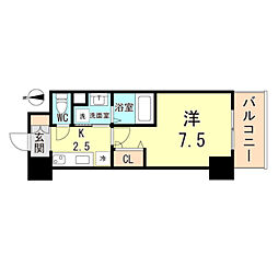 レリーフ南塚口 1Kの間取図画像