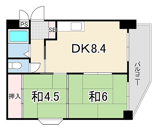 ラ・セーヌ六甲 ｜兵庫県神戸市灘区篠原南町２丁目(賃貸マンション2LDK・2階・41.22㎡)の写真 その2