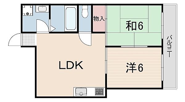 上祗園ハイツ ｜兵庫県神戸市兵庫区上祇園町(賃貸マンション2LDK・3階・46.00㎡)の写真 その2