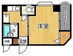 ヴェルビュ桜町 4階1Kの間取り