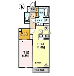 ピアチェ鈴蘭 1階1LDKの間取り