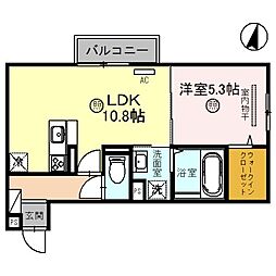 グランコントゥール　D棟 2階1LDKの間取り