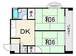 三葉ハイツ 2DKの間取図画像