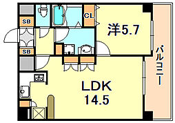 プレサンス神戸みなと元町 1LDKの間取図画像