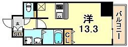 プレサンス三宮フラワーロード 1Kの間取図画像