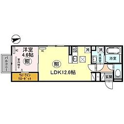 ハビタシオン神戸 1LDKの間取図画像