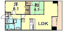 レジディア三宮東 2LDKの間取図画像