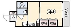 ブルームライフ兵庫 1Kの間取図画像