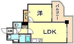 アミーグランコート三宮 1LDKの間取図画像
