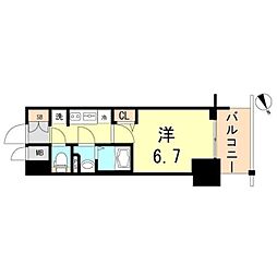 プレサンスTHE神戸 1Kの間取図画像
