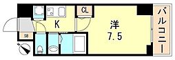 セレニテ神戸元町クレア 1Kの間取図画像